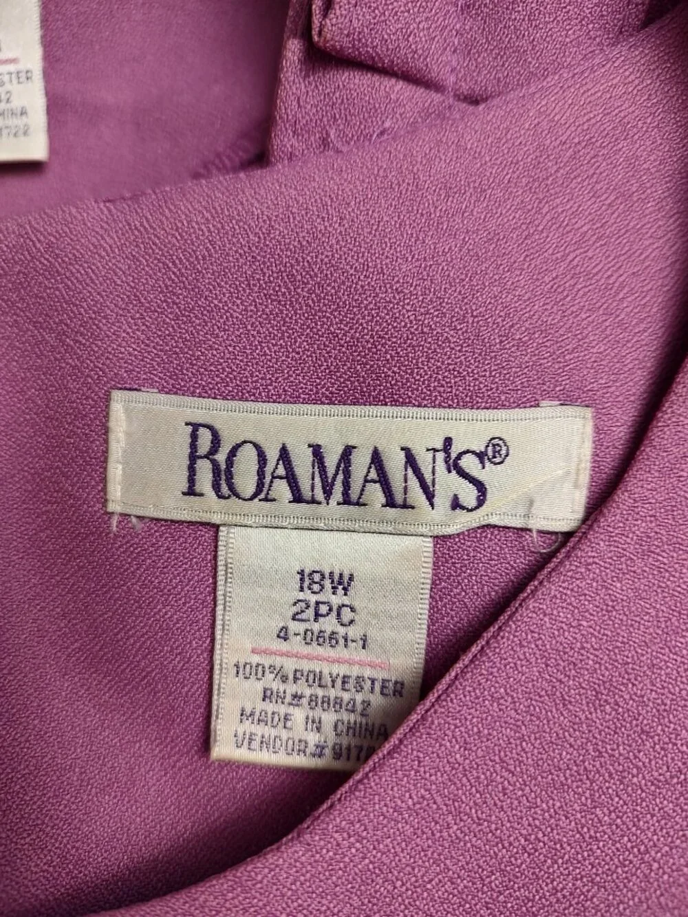 Roaman’s 2 Piece Dress & Jacket Set Purple 18W/22W Plus Size Ruffle Trim